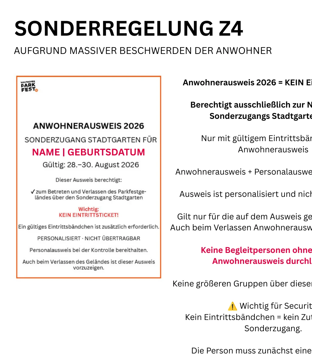 Original-Infosheet: Sonderregelung Z4 ohne Telefonnummern
